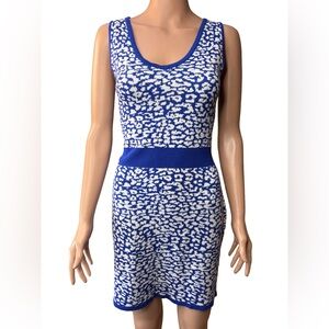 Romeo & Juliet Couture Blue and White Sleeveless V-Neck Sweater Dress Medium NWT